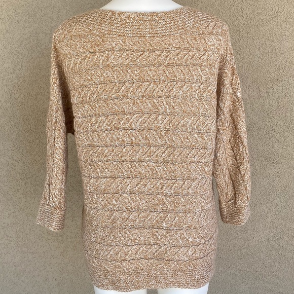 Tan Boat Neckline Boho Knit Pullover Sweater - Picture 3 of 3